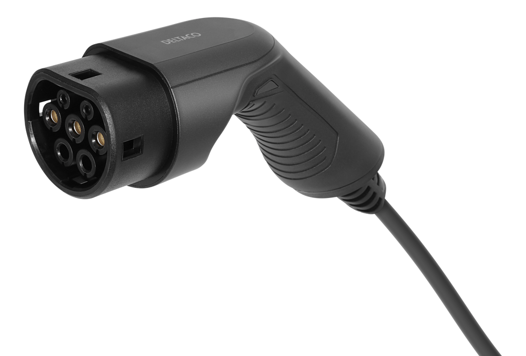 Deltaco spiralni polnilni kabel tipa 2 – 11 kW, 16 A, trifazni / 3–5 metrov