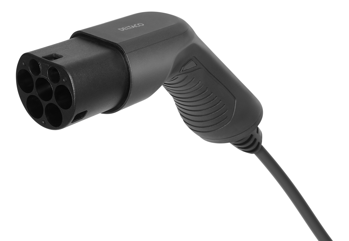 Deltaco spiralni polnilni kabel tipa 2 – 11 kW, 16 A, trifazni / 3–5 metrov