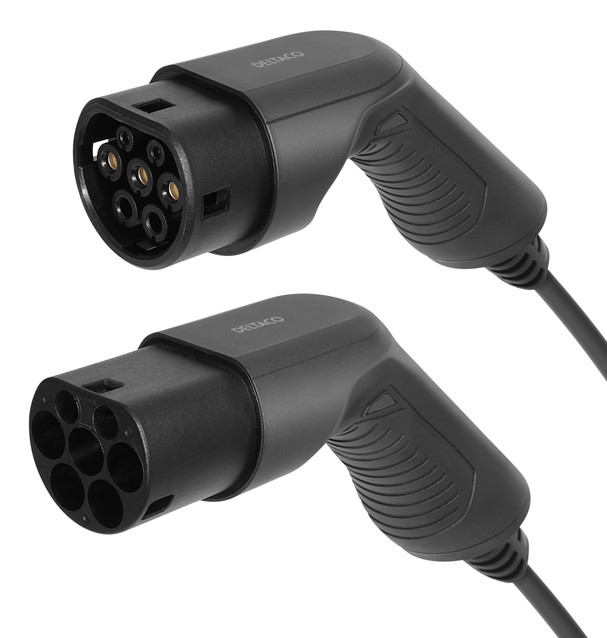 Deltaco spiralni polnilni kabel tipa 2 – 11 kW, 16 A, trifazni / 3–5 metrov