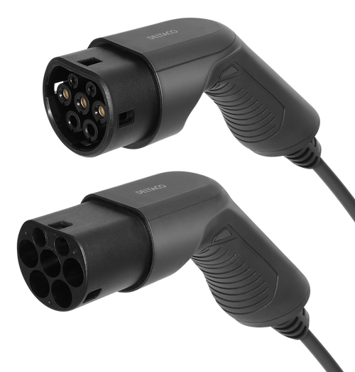 Deltaco spiralni polnilni kabel tipa 2 – 11 kW, 16 A, trifazni / 3–5 metrov